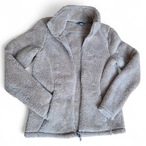 Cozy Women's Sherpa Zip-Up Jacket in Tan
